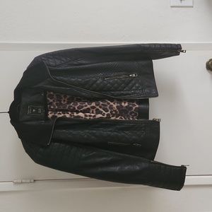 Guess Faux Leather Jacket, Large, Black